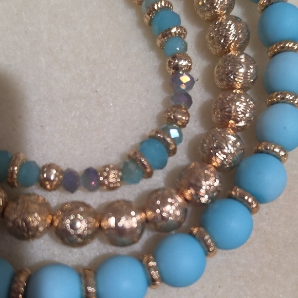 Chic Gold and Turquoise Beaded Necklace Set - Picture 3 of 3